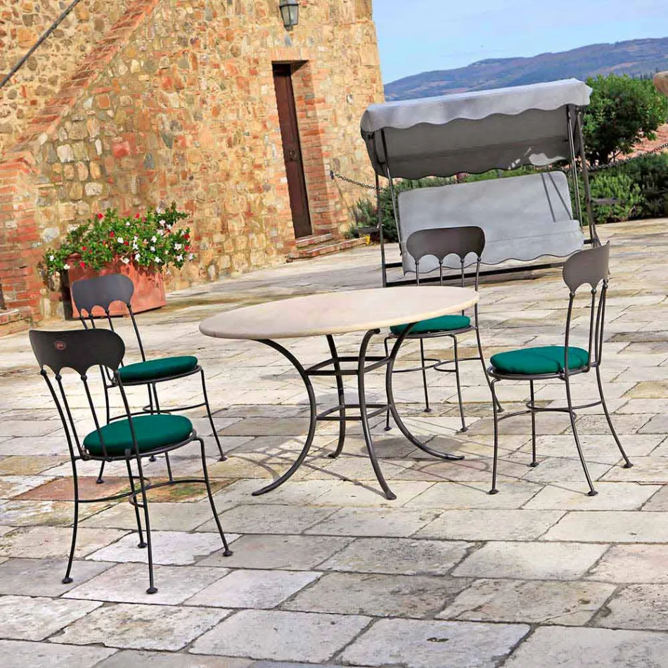 Sedia Impilabile da Esterno in Ferro con Cuscino Made in Italy 2 Pezzi - Allegra Viadurini