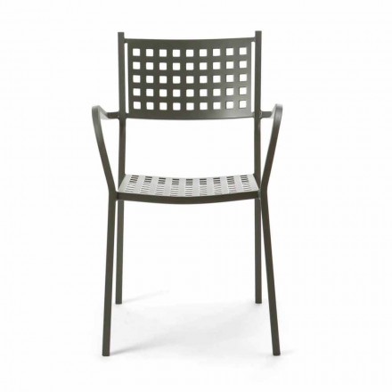 Sedia Impilabile da Esterno in Metallo Verniciato Made in Italy, 8 Pezzi - Lina Viadurini
