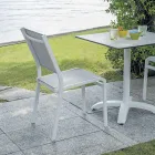 Sedia Impilabile da Giardino in Alluminio e Textilene Bianco o Grigio - Floraforma Viadurini