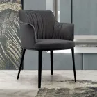 Sedia in Acciaio con Seduta Rivestita in Velluto Made in Italy - Arisa Viadurini