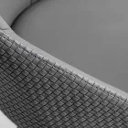 Sedia in Ecopelle con Schienale Decorato e Base in Metallo Nero, 2 Pezzi - Nima Viadurini