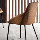 Sedia in Ecopelle con Schienale Decorato e Base in Metallo Nero, 2 Pezzi - Nima Viadurini