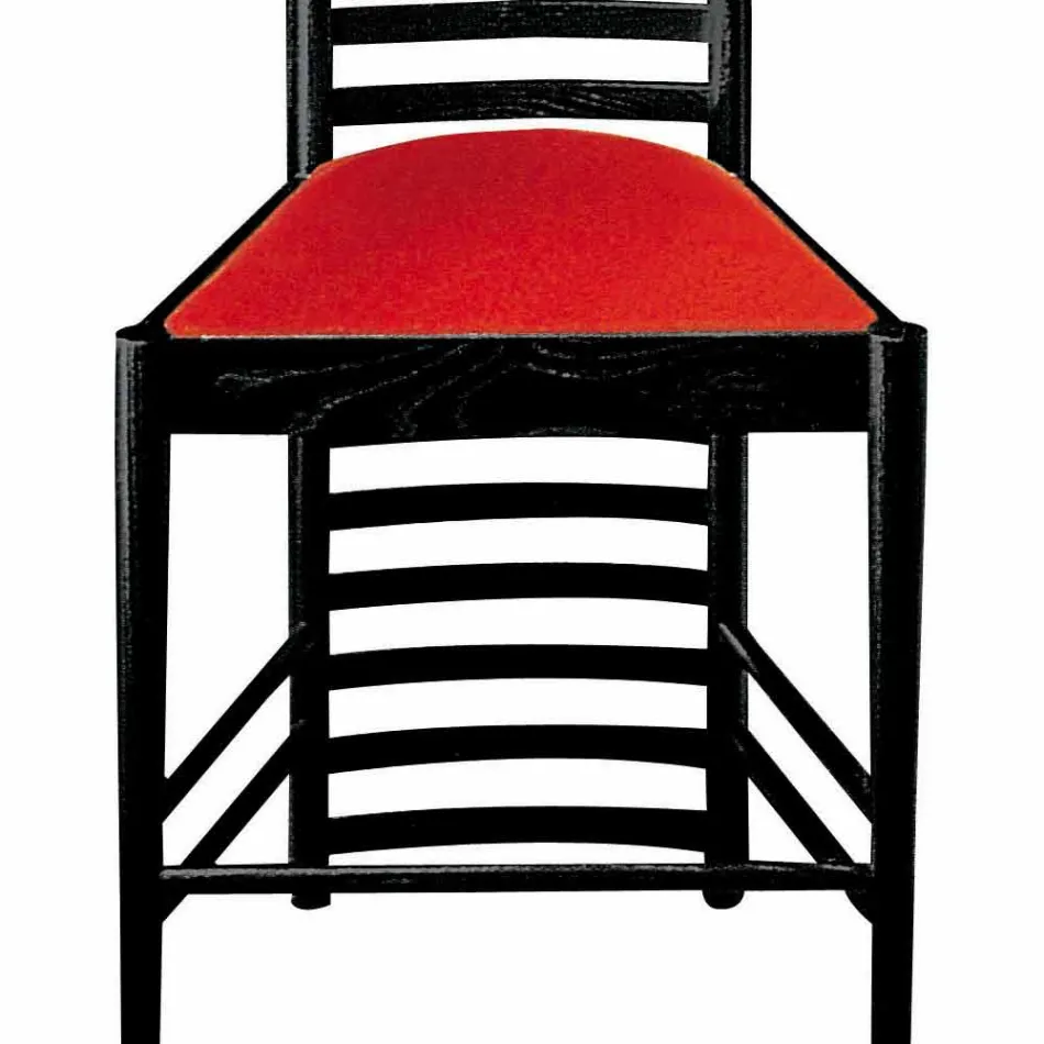Sedia in Frassino Verniciato Nero con Seduta in Cotone Made in Italy - Merapio Viadurini