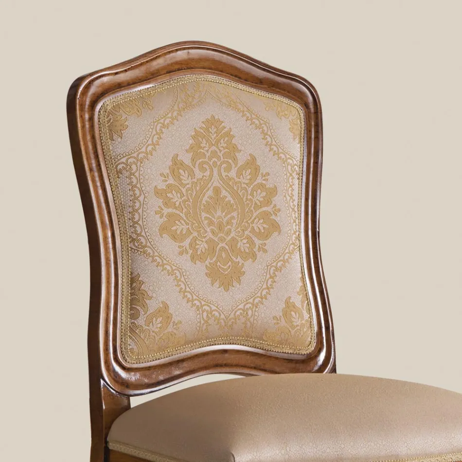 Sedia in Legno Classica Tessuto Imbottito di Lusso Made in Italy - Majesty Viadurini