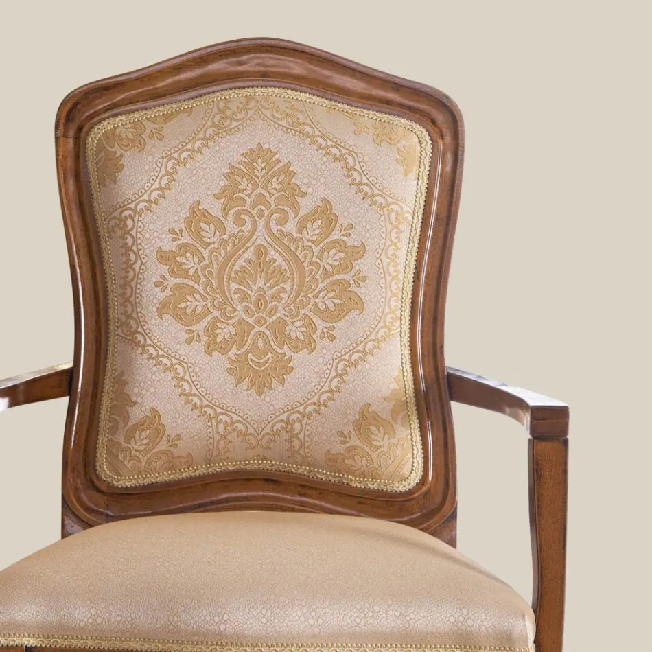 Sedia in Legno Classica Tessuto Imbottito di Lusso Made in Italy - Majesty Viadurini