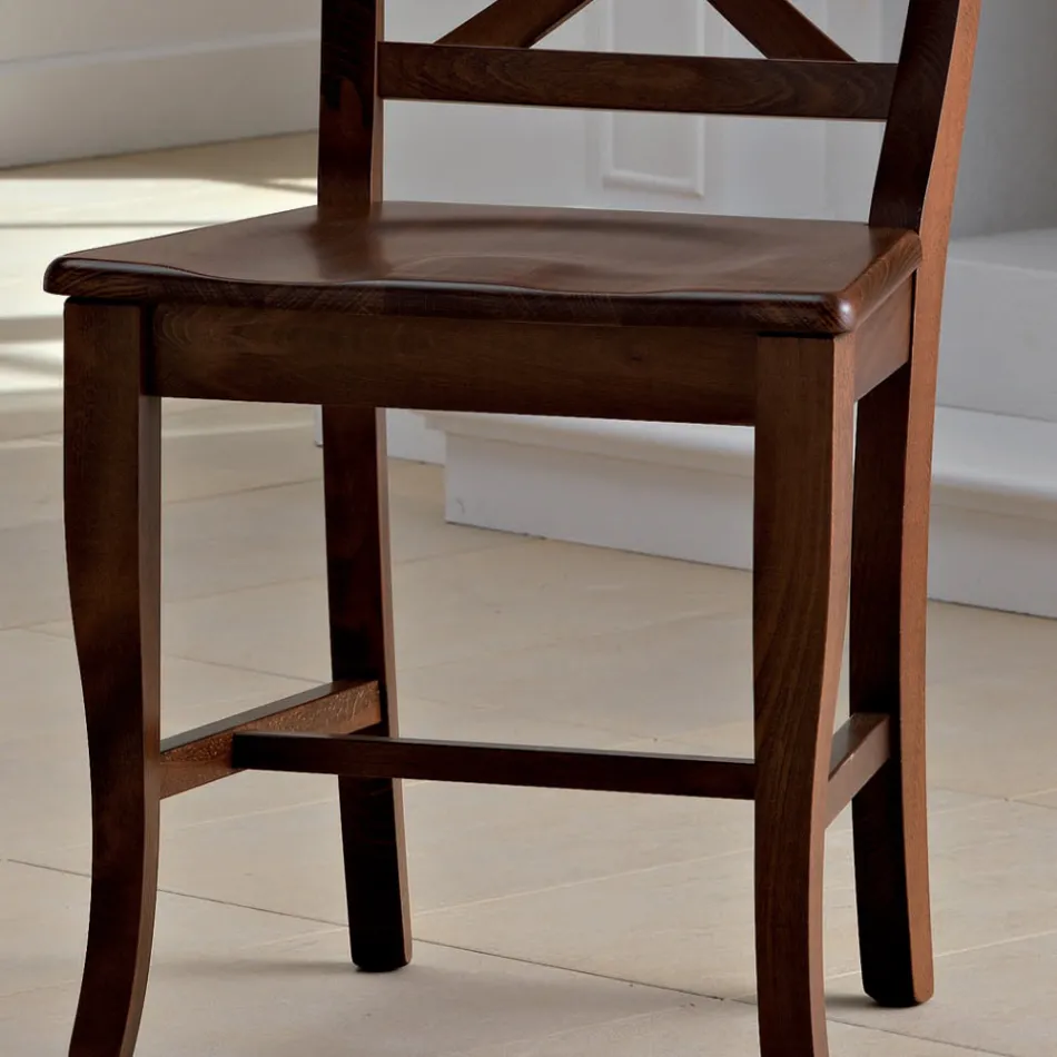Sedia in Legno Massello Design Classico Schienale Incrociato - Debussy Viadurini