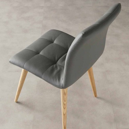 Sedia in legno massello rivestita in ecopelle viola Viadurini