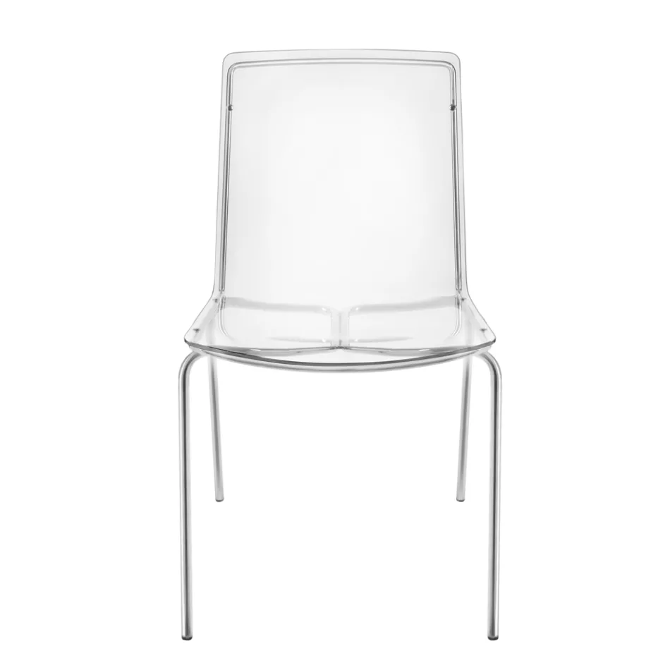 Sedia in Plexiglass Trasparente e Ferro Made in Italy 2 Pezzi - Charlotte Viadurini