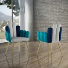 Sedia In Tessuto Effetto Velluto Grigio, Verde e Blu - Anguria Viadurini