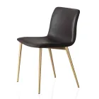 Sedia in Tessuto Fibrato Effetto Pelle e Gambe in Metallo Made in Italy - Amane Viadurini