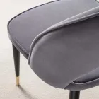 Sedia in Velluto con Gambe in Metallo Nero e Ottone Satinato, 4 Pezzi - Sibea Viadurini