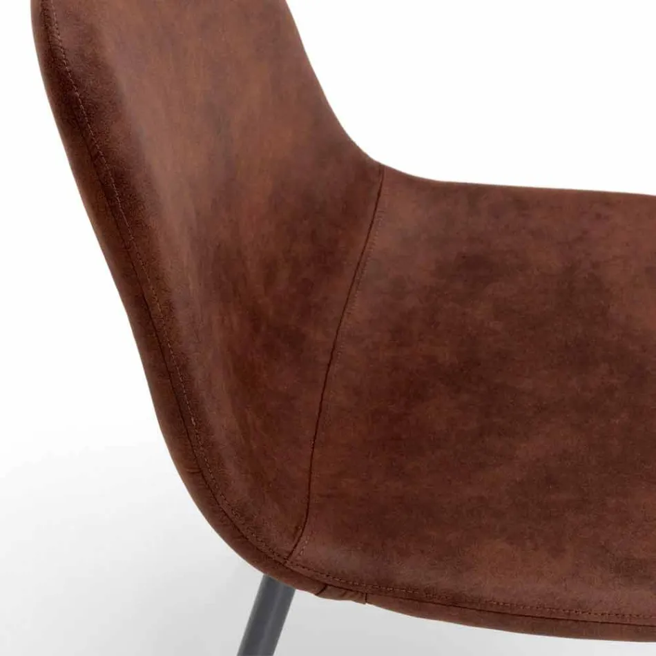 Sedia living moderna in similpelle marrone vintage, Elice, 4 pezzi Viadurini