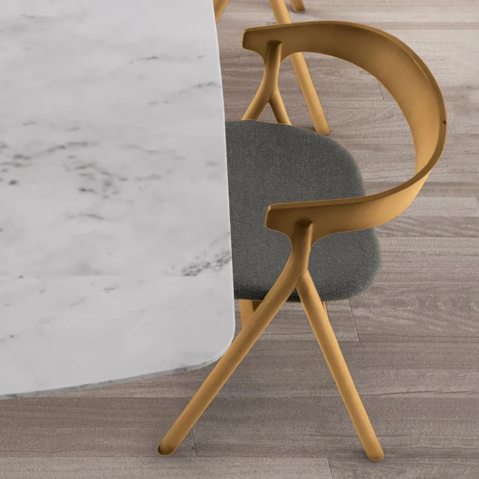 Sedia Moderna da Soggiorno in Diversi Tessuti con scocca in Legno - Wolter Viadurini