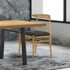 Sedia Moderna da Soggiorno in Tessuto e Legno Massello Made in Italy - Wilma Viadurini