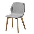 Sedia Moderna di Design Elegante in Tessuto con Bordino e Legno - Scarat