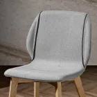 Sedia Moderna di Design Elegante in Tessuto con Bordino e Legno - Scarat Viadurini