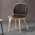 Sedia Moderna di Design Elegante in Velluto Trapuntato e Legno - Scarat