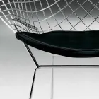 Sedia Moderna in Acciaio con Seduta in Pelle Made in Italy di Lusso - Beniamino Viadurini