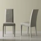 Sedia moderna in ecopelle grigio ghiaccio Linear Viadurini