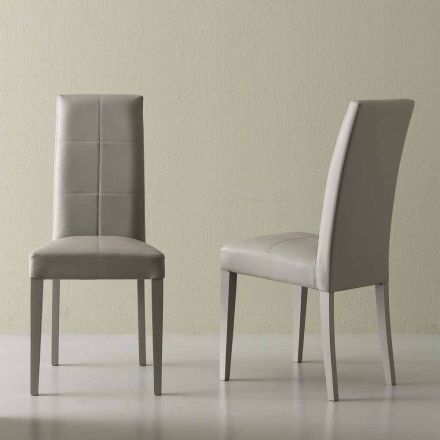 Sedia moderna in ecopelle grigio ghiaccio Linear Viadurini