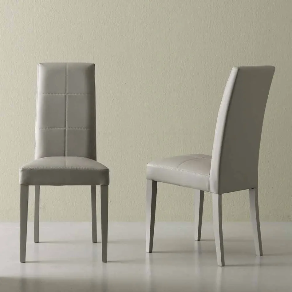 Sedia moderna in ecopelle grigio ghiaccio Linear Viadurini