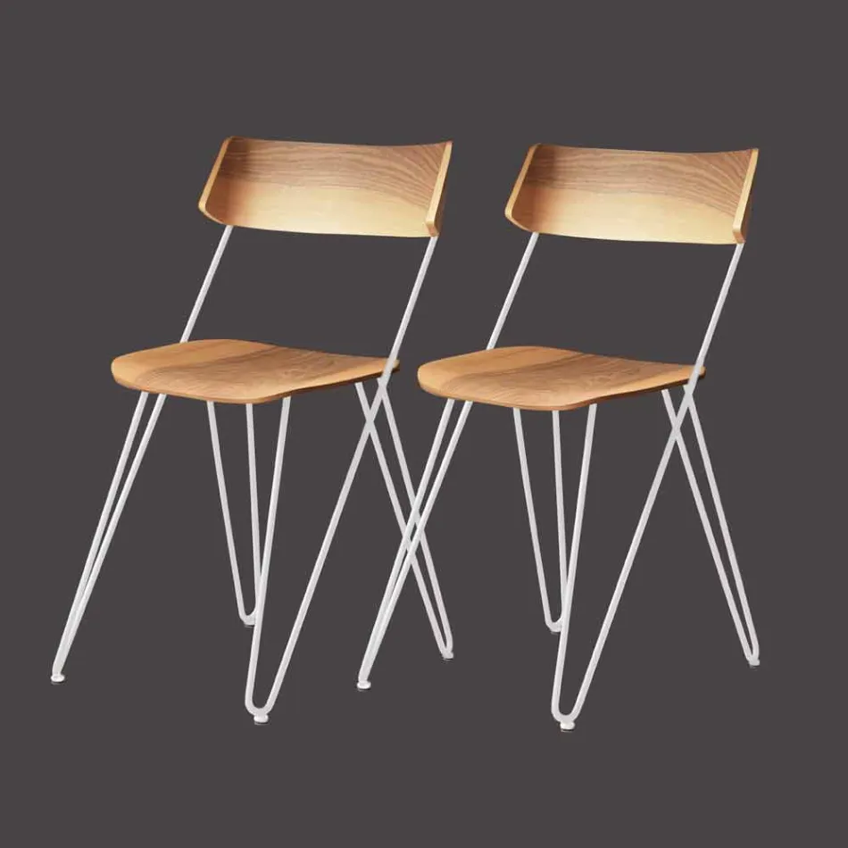 Sedia per Sala da Pranzo Artigianale in Legno e Acciaio Made in Italy - Valencia Viadurini