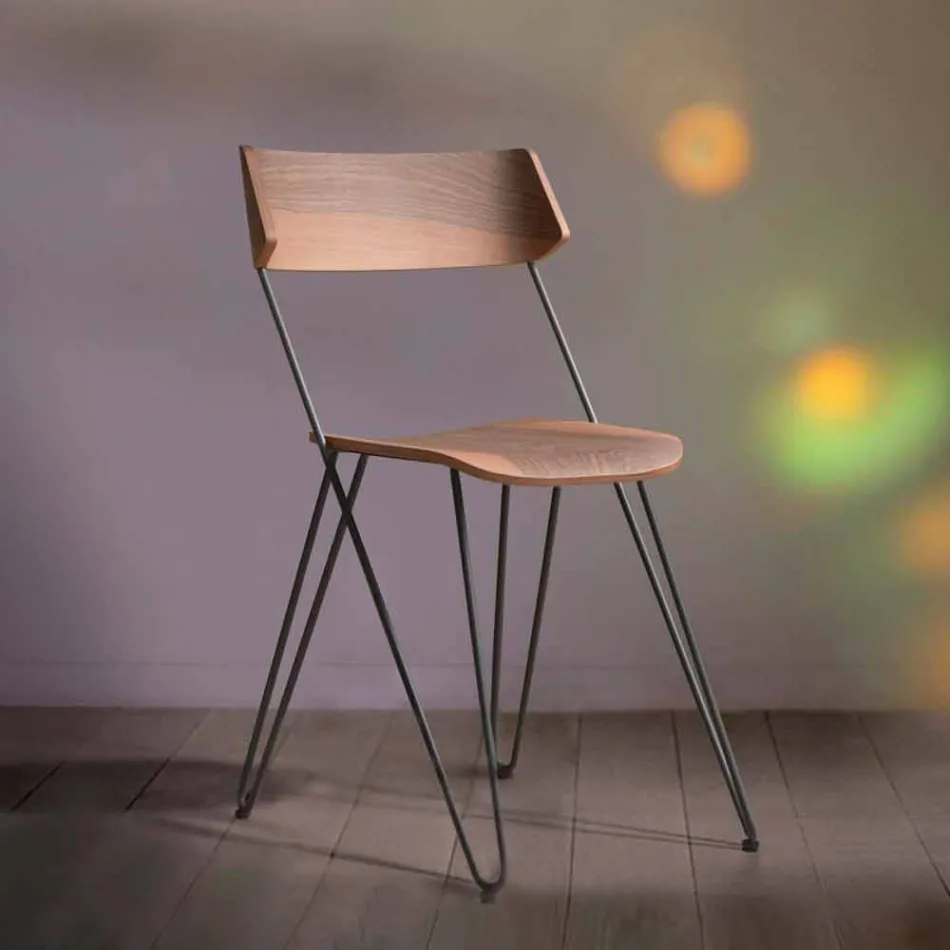 Sedia per Sala da Pranzo Artigianale in Legno e Acciaio Made in Italy - Valencia Viadurini