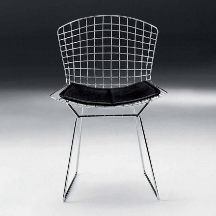 Sedia per Sala da Pranzo in Acciaio Cromato e Pelle Made in Italy - Beniamino Viadurini