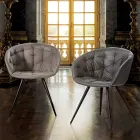 Sedia per Sala da Pranzo in Ecopelle con Gambe in Metallo Verniciato Nero - Ezio Viadurini