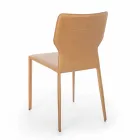 Sedia per Sala da Pranzo in Metallo Rivestita in Similcuoio, 4 Pezzi - Titty Viadurini
