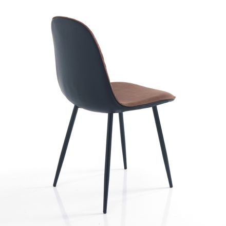 Sedia per Sala da Pranzo in Microfibra e Metallo Nero Opaco 4 Pezzi - Jake Viadurini