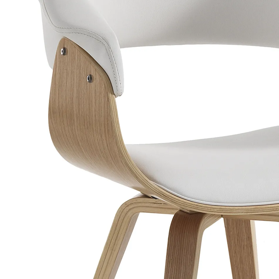 Sedia per Sala da Pranzo in Pelle Sintetica e Legno Multistrato - Nubea Viadurini