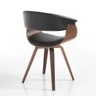Sedia per Sala da Pranzo in Pelle Sintetica e Legno Multistrato - Nubea Viadurini