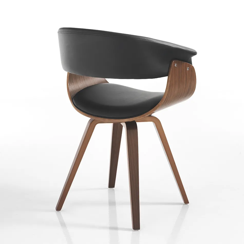 Sedia per Sala da Pranzo in Pelle Sintetica e Legno Multistrato - Nubea Viadurini