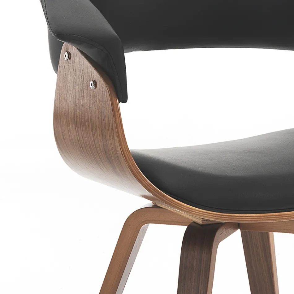 Sedia per Sala da Pranzo in Pelle Sintetica e Legno Multistrato - Nubea Viadurini