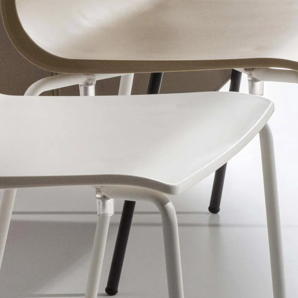 Sedia per Sala da Pranzo in Polipropilene con Base in Metallo, 4 Pezzi - Alina Viadurini