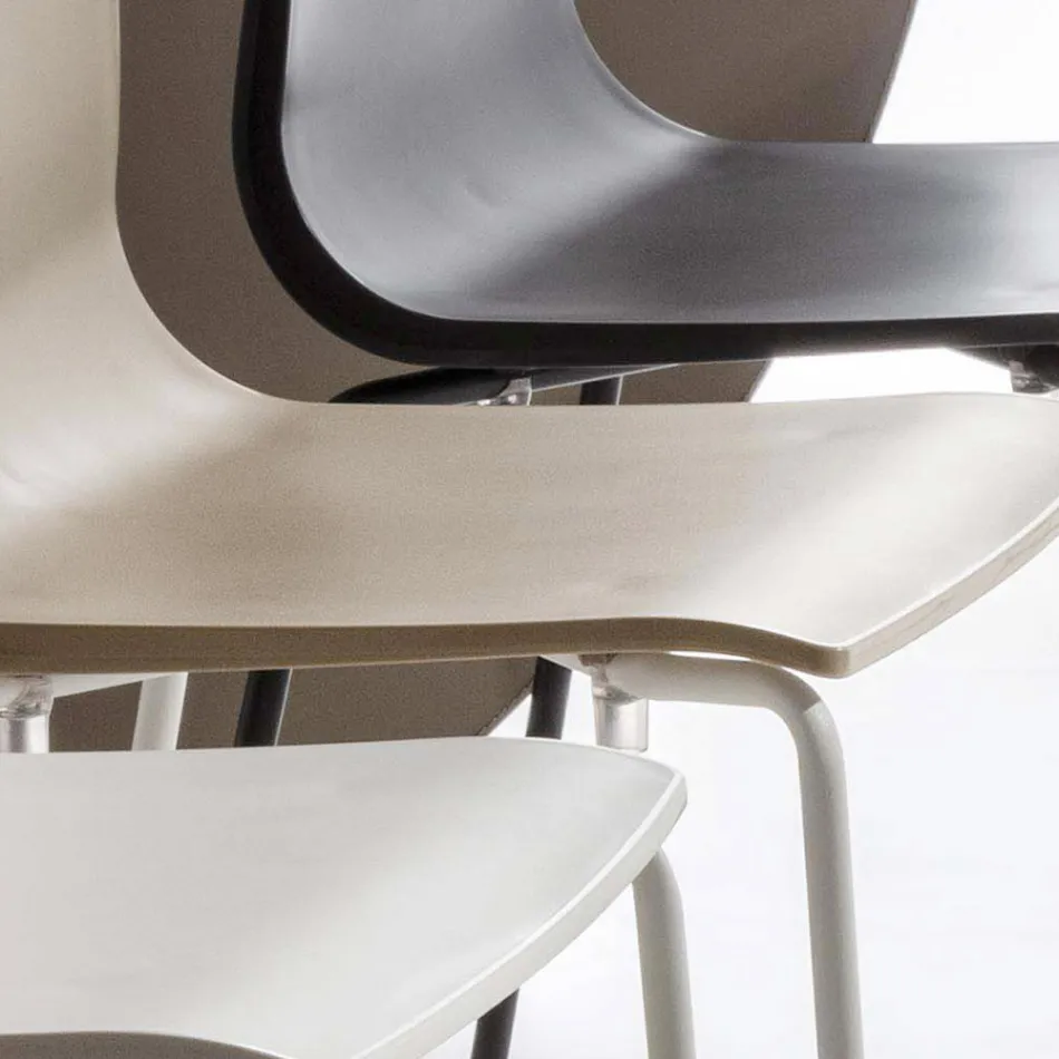 Sedia per Sala da Pranzo in Polipropilene con Base in Metallo, 4 Pezzi - Alina Viadurini