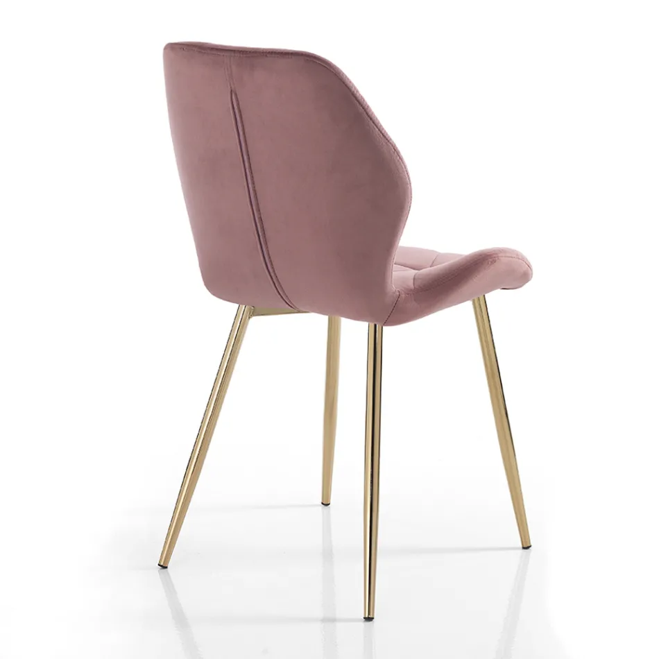 Sedia per Sala da Pranzo in Tessuto e Metallo Dorato 4 Pezzi - Smeralda Viadurini