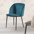 Sedia per Sala da Pranzo in Velluto con Gambe in Metallo Nero, 4 Pezzi - Hanna