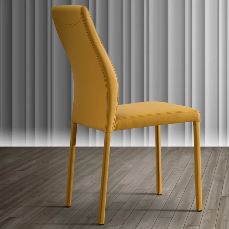 Sedia per sala da pranzo moderna in ecopelle fatta in Italia, Luigina Viadurini