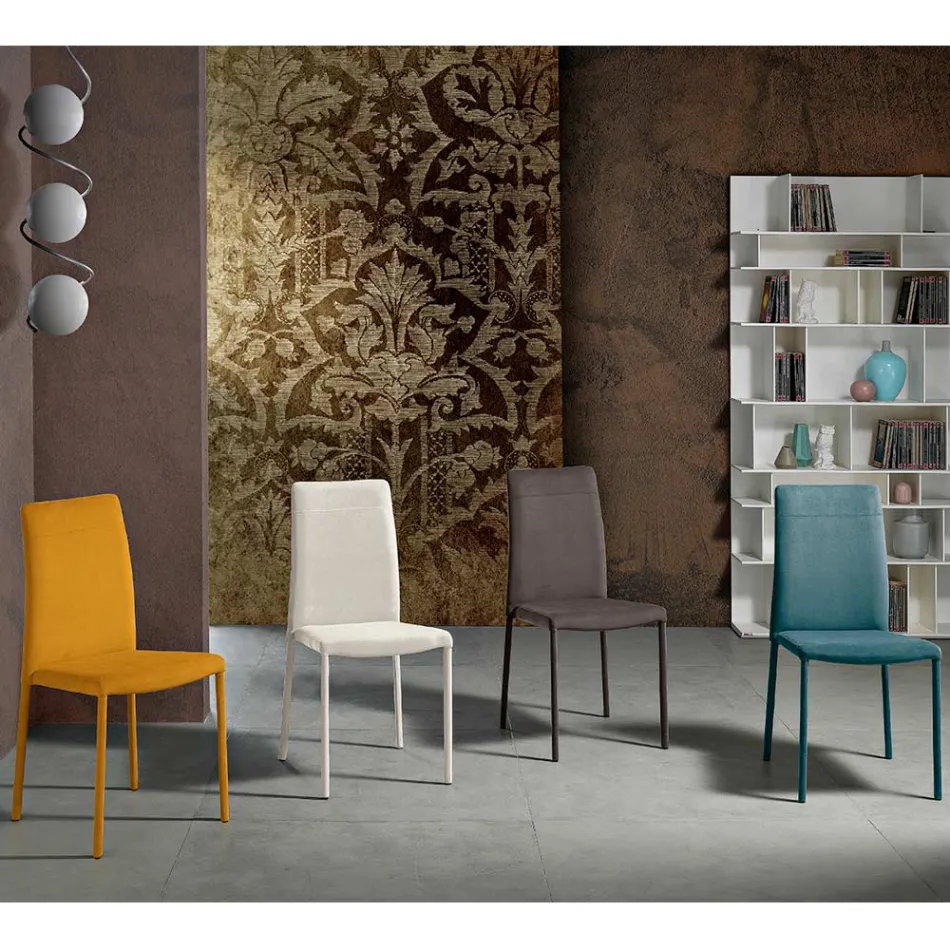 Sedia per sala da pranzo moderna in tessuto fatta in Italia, Porzia Viadurini