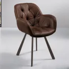 Sedia per Sala Pranzo in Ecopelle Struttura in Metallo 2 Pezzi - Delpiero Viadurini