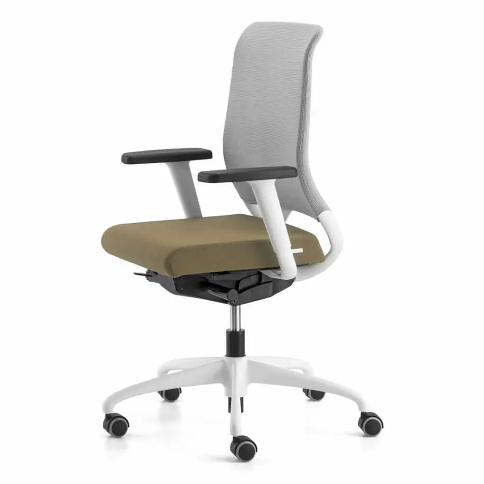 Sedia per Ufficio Design Ergonomico Girevole con Braccioli e Ruote - Meliva Viadurini