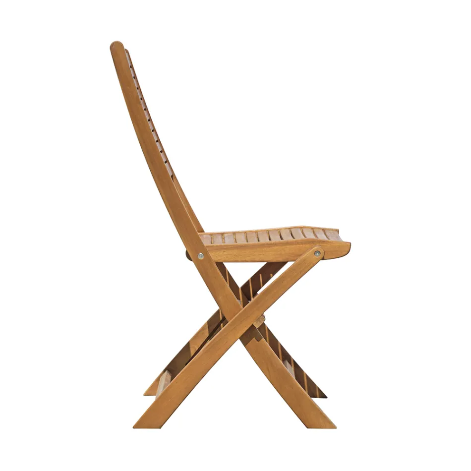 Sedia Pieghevole da Esterno in Legno di Acacia con Braccioli Opzionali - Fontana Viadurini