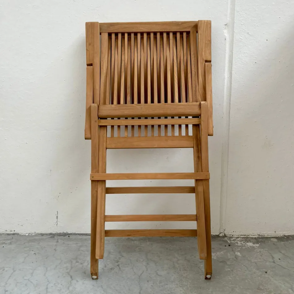 Sedia Pieghevole da Esterno in Teak con Braccioli – Yggdrasil Viadurini