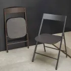 Sedia Pieghevole in Metallo e Legno Rovere 2 Pezzi Made in Italy - Roberta Viadurini