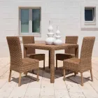 Sedia Pranzo Esterno in Rattan Sintetico Intrecciato e Tessuto, 2 Pezzi - Yves Viadurini