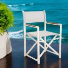 Sedia Regista da Esterno Realizzata in Alluminio, Textilene e Teak - Bloom Viadurini