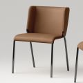 Sedia Sala da Pranzo con Seduta Rivestita in Pelle Made in Italy - Giulia