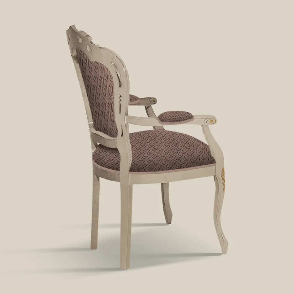 Sedia Sala da Pranzo in Legno Bianco e Tessuto Made in Italy - Majesty Viadurini